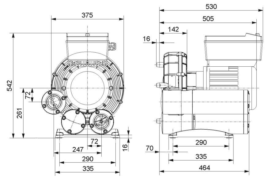 Габаритный чертеж воздуходувки SV 7.330/2-401