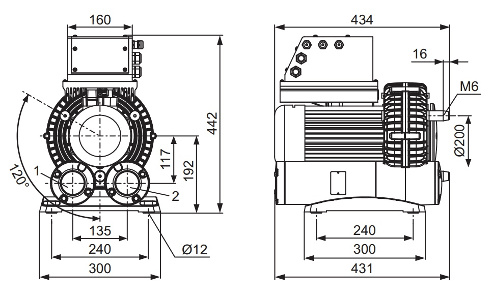 Габаритный чертеж воздуходувки SV 8.130/1-401