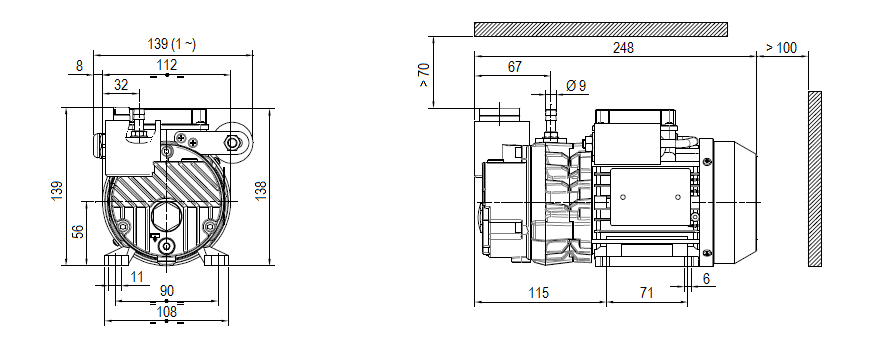 Габаритный чертеж насоса DVP LC.4
