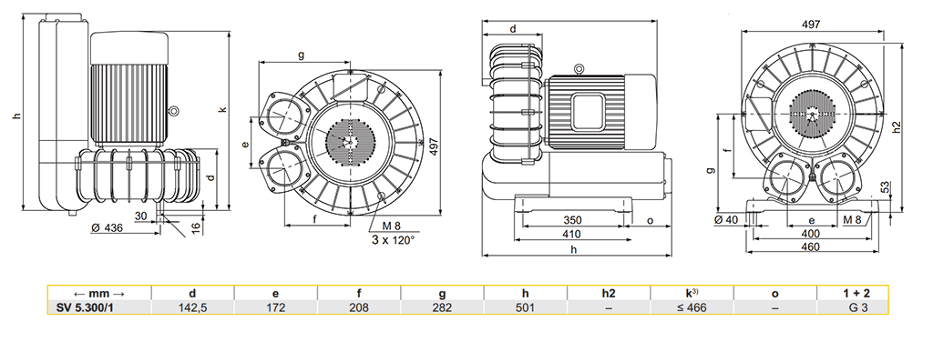 Габаритный чертеж воздуходувки SV 5.300/1