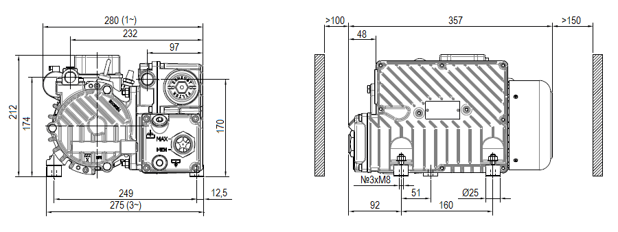 Габаритный чертеж насоса DVP LC.25