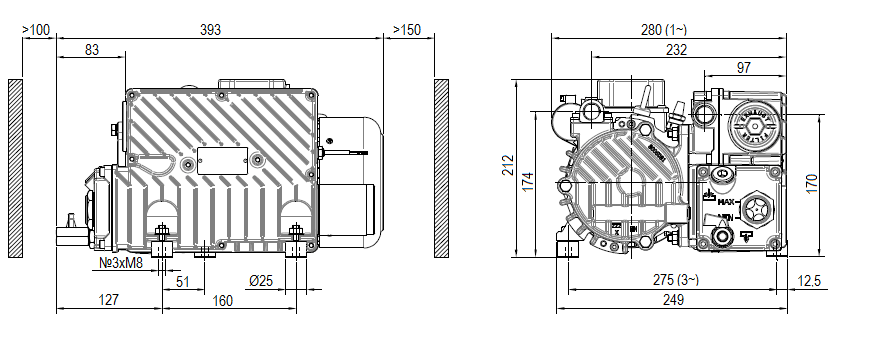 Габаритный чертеж насоса DVP LC.25 WR