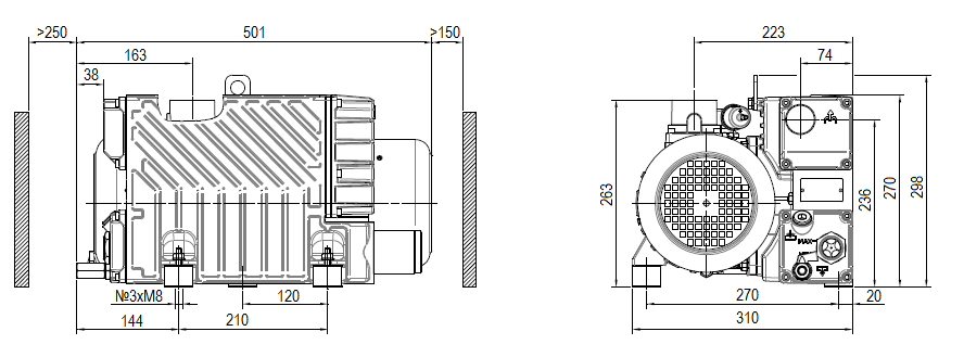 Габаритный чертеж насоса DVP LC.40 WR