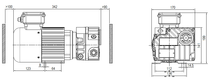 Габаритный чертеж насоса DVP LB.6CC_24V