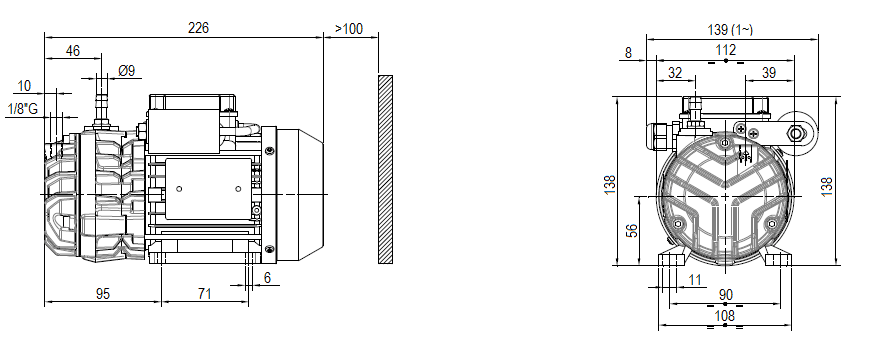 Габаритный чертеж насоса DVP SC.5