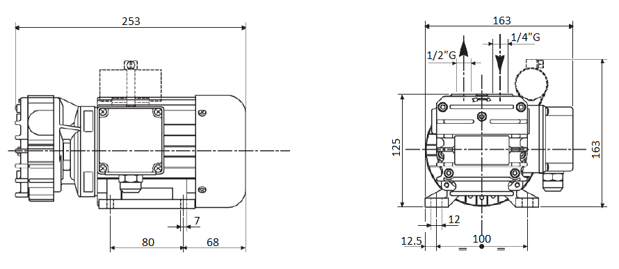 Габаритный чертеж насоса DVP SB.6 TV