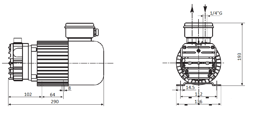 Габаритный чертеж насоса DVP SB.6CC/1