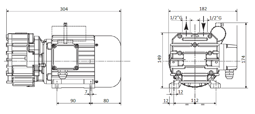 Габаритный чертеж насоса DVP SB.10 TV
