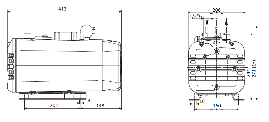 Габаритный чертеж насоса DVP SB.16