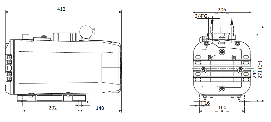 Габаритный чертеж насоса DVP SB.25