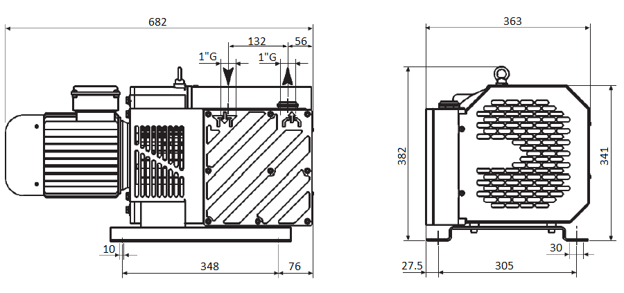 Габаритный чертеж насоса DVP SC.60
