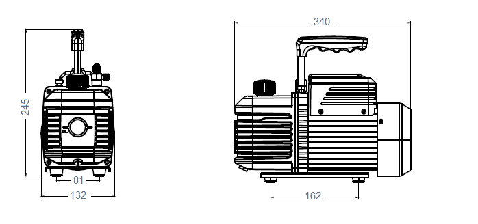 Габаритный чертеж насоса AirVac A-i250