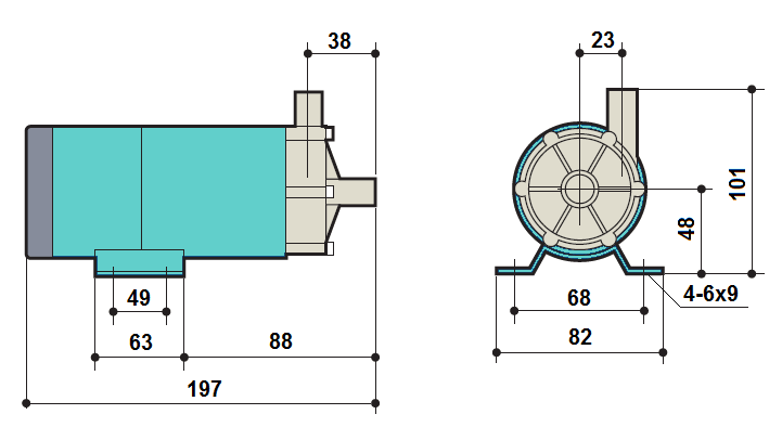 Габаритный чертеж насоса Zenova MDP-15R-220 УЦЕНЕННЫЙ