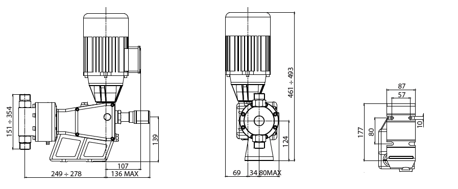 Габаритный чертеж насоса Etatron P BP0251AA00600