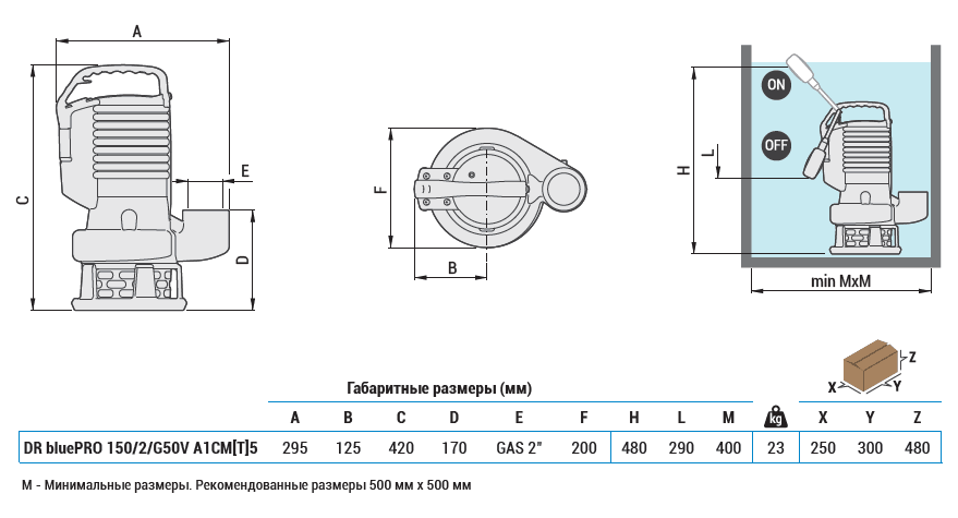 Габаритный чертеж насоса DR bluePRO 150/2/G50V A1CT5