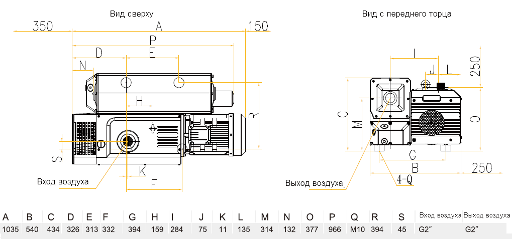 Габаритный чертеж насоса VSV-300