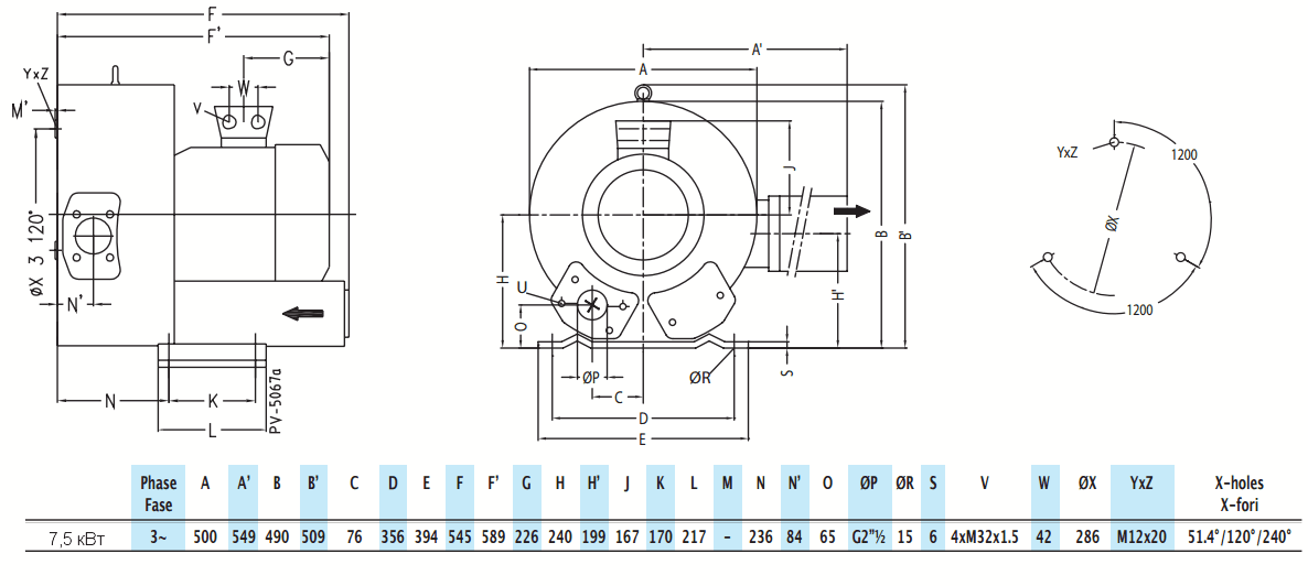 Габаритный чертеж воздуходувки Zenova 2RB 820-075