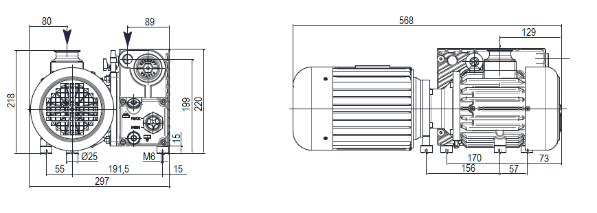 Габаритный чертеж насоса DVP RC.50M