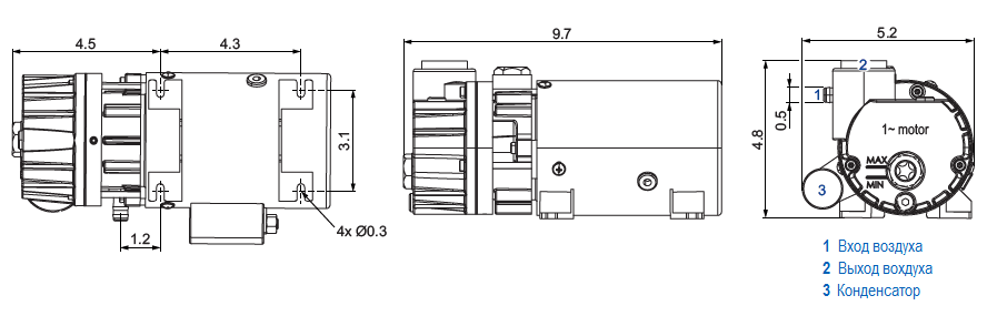 Габаритный чертеж насоса Becker O 5.4_220