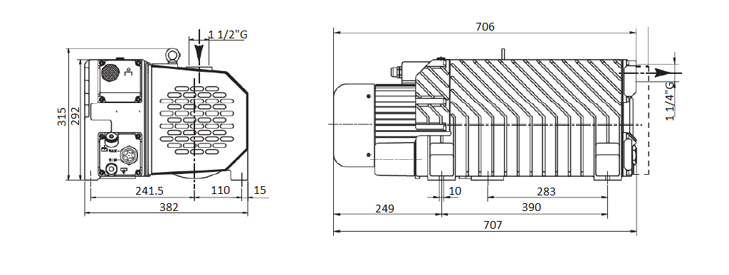 Габаритный чертеж насоса DVP LC.105