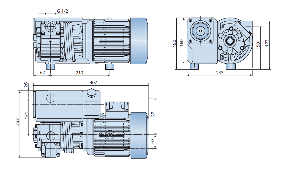 Габаритный чертеж насоса Busch R5 RB 0021 C_220
