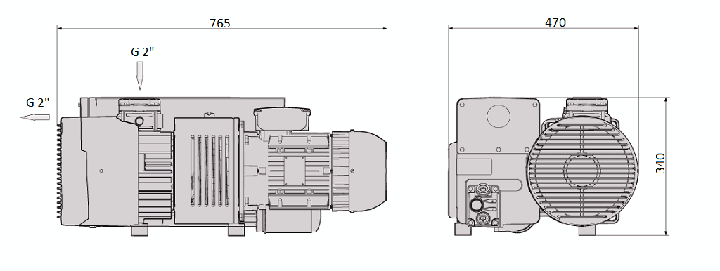 Габаритный чертеж насоса Busch R5 RA 0155 A