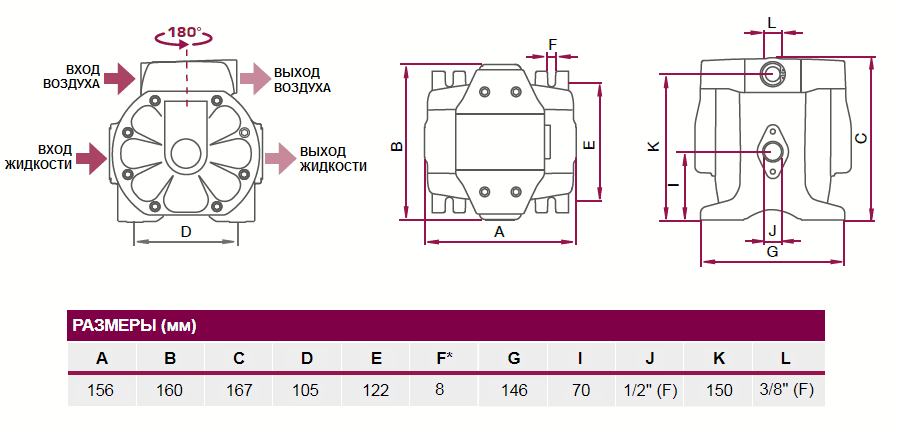 Габаритный чертеж насоса Samoa DF50_AA
