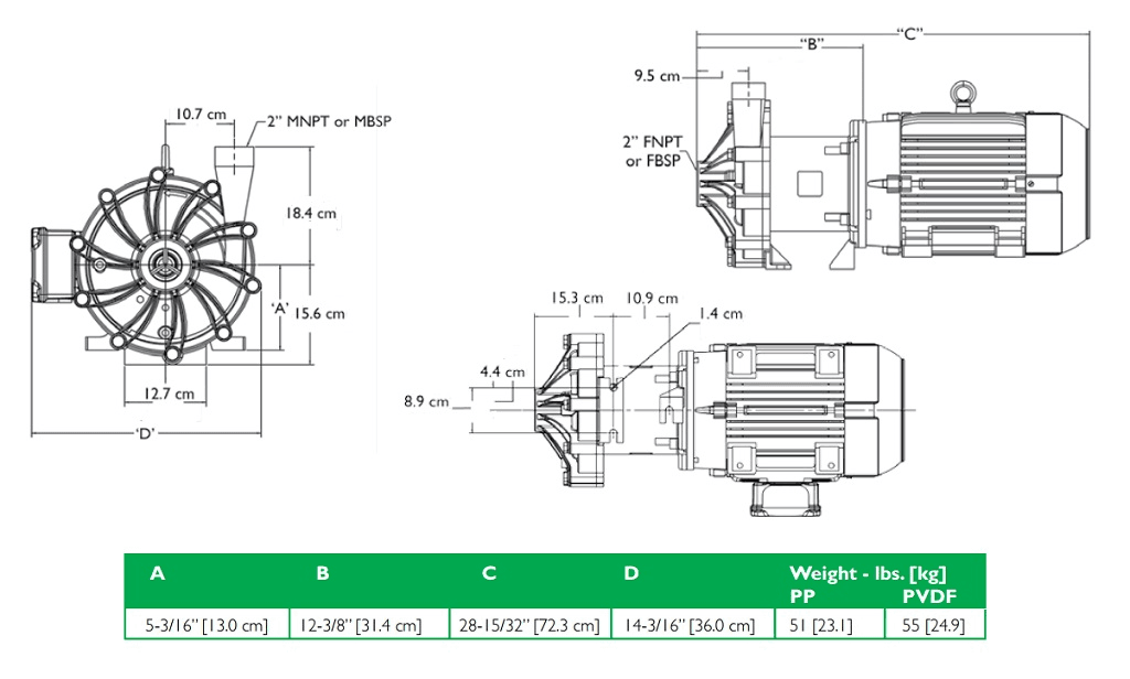 Габаритный чертеж насоса Finish Thompson DB22V-B-35 с э/д 7.5/380В