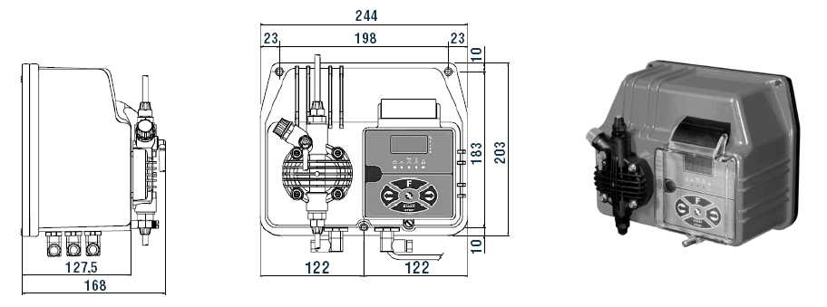 Габаритный чертеж насоса Etatron BT MA/M 10-10