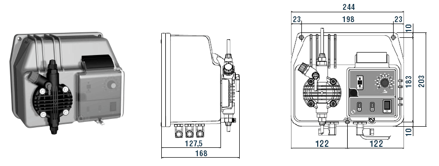 Габаритный чертеж насоса Etatron BT MA/AD 20-05