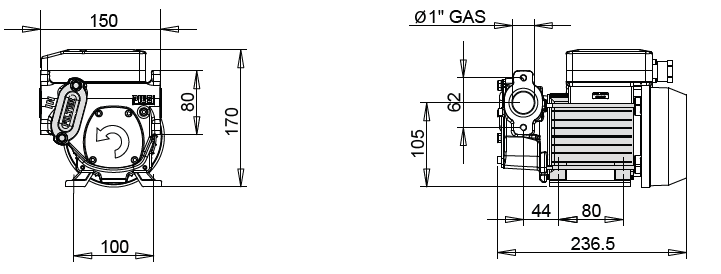 Габаритный чертеж насоса Piusi Panther 56 M