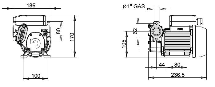 Габаритный чертеж насоса Piusi Panther 72 T