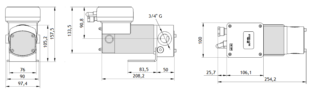 Габаритный чертеж насоса Piusi Viscomat DC 60/2 24V