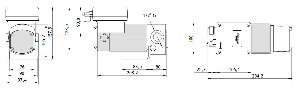 Габаритный чертеж насоса Piusi Viscomat DC 120/1 24V PST