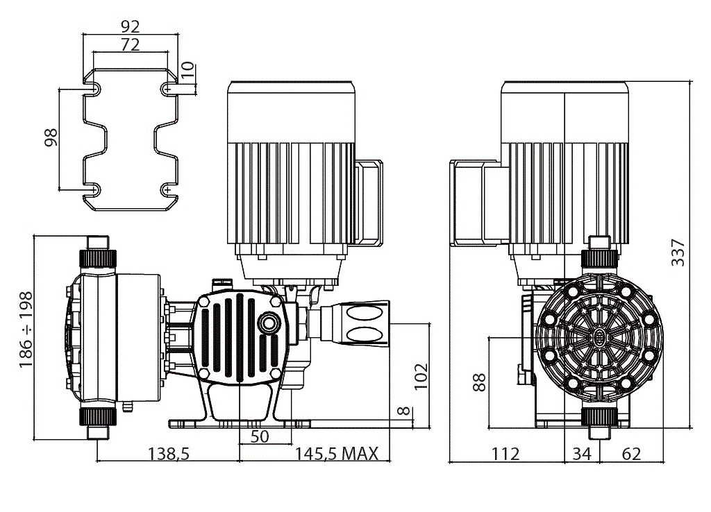 Габаритный чертеж насоса Etatron ST-D AD0051—00100