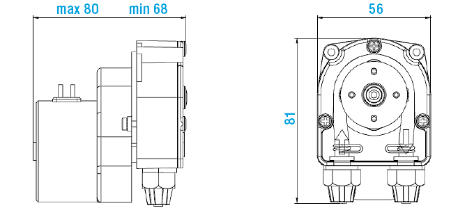 Габаритный чертеж насоса Etatron F PER 6001 12 VDC