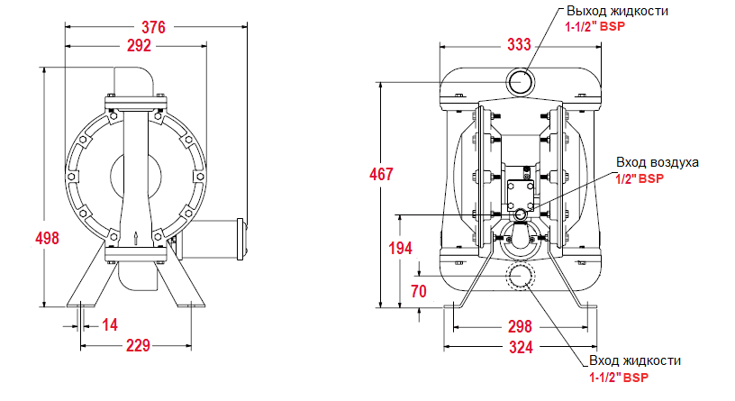 Габаритный чертеж модели Vetlan Pneumatic ADP-666170-344-C