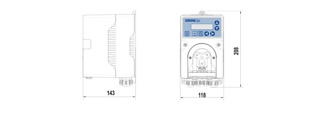 Габаритный чертеж насоса Seko Kronos KRFM0210