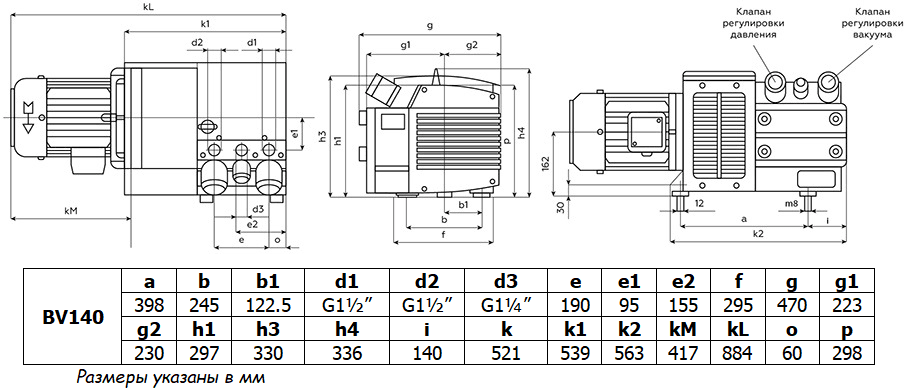 Габаритный чертеж модели BV140