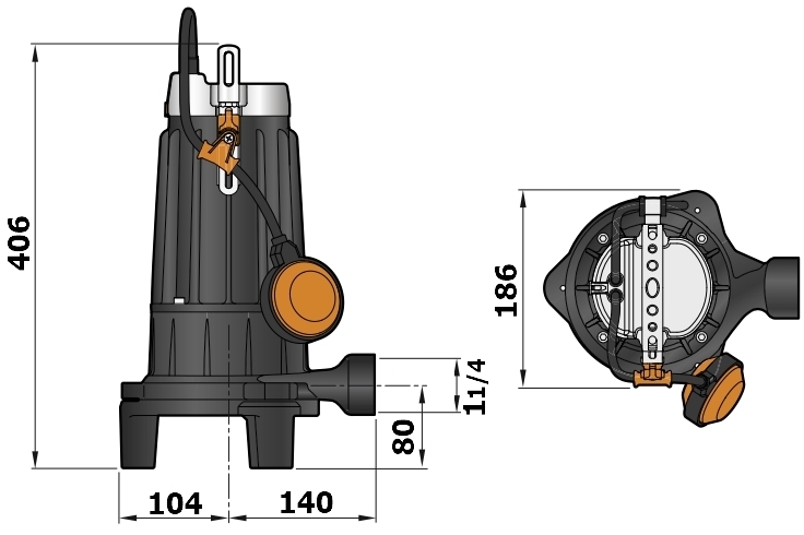 Габаритный чертеж модели Pedrollo TR 0,9