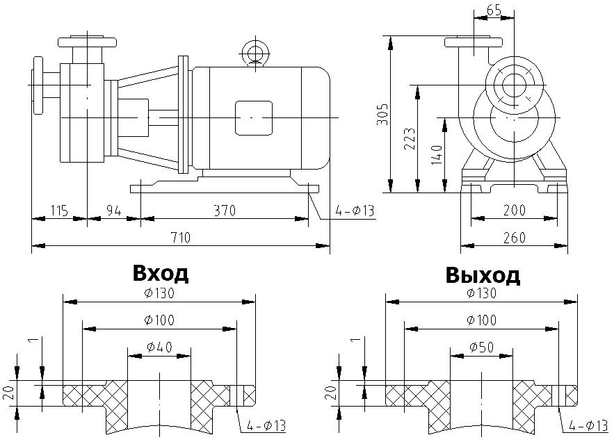 Габаритный чертеж модели Vetlan 40FZB-20_030