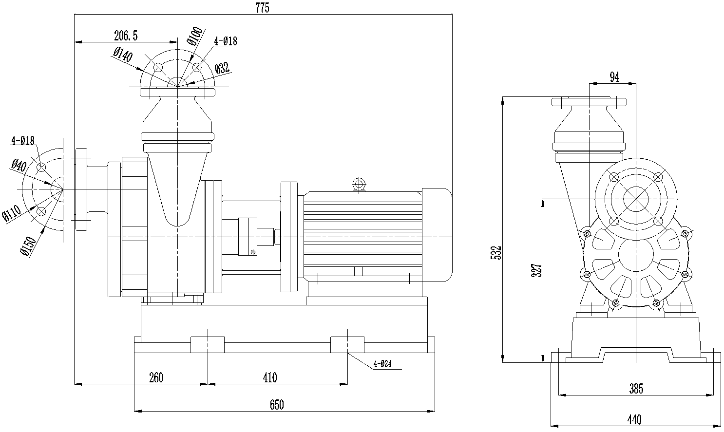 Габаритный чертеж модели Vetlan 40FZB-20_055