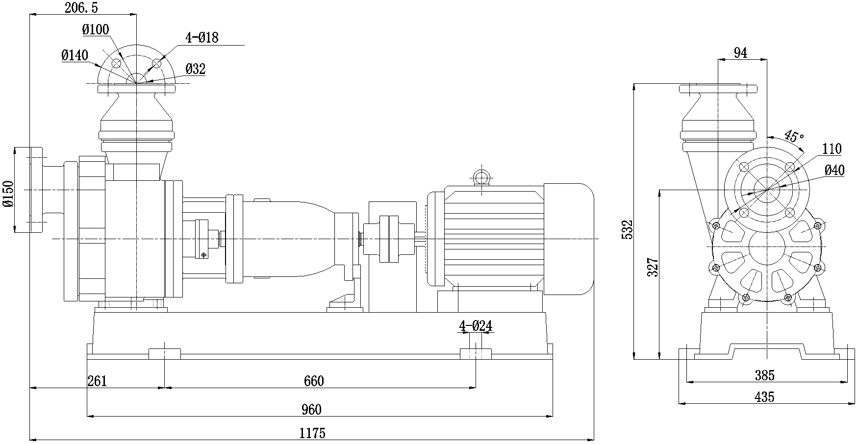 Габаритный чертеж модели Vetlan 40FZB-20L_055
