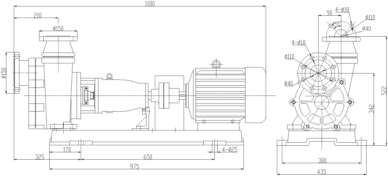 Габаритный чертеж модели Vetlan 40FZB-30L_075