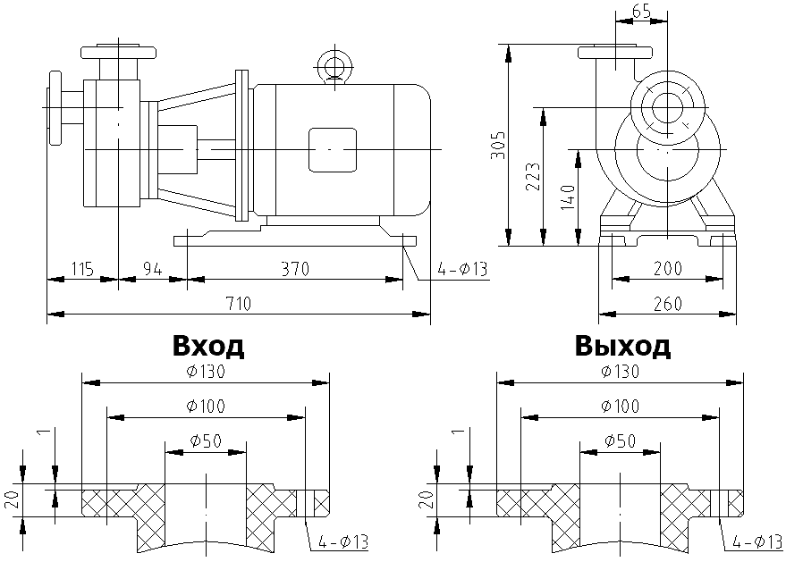 Габаритный чертеж модели Vetlan 50FZB-20_030