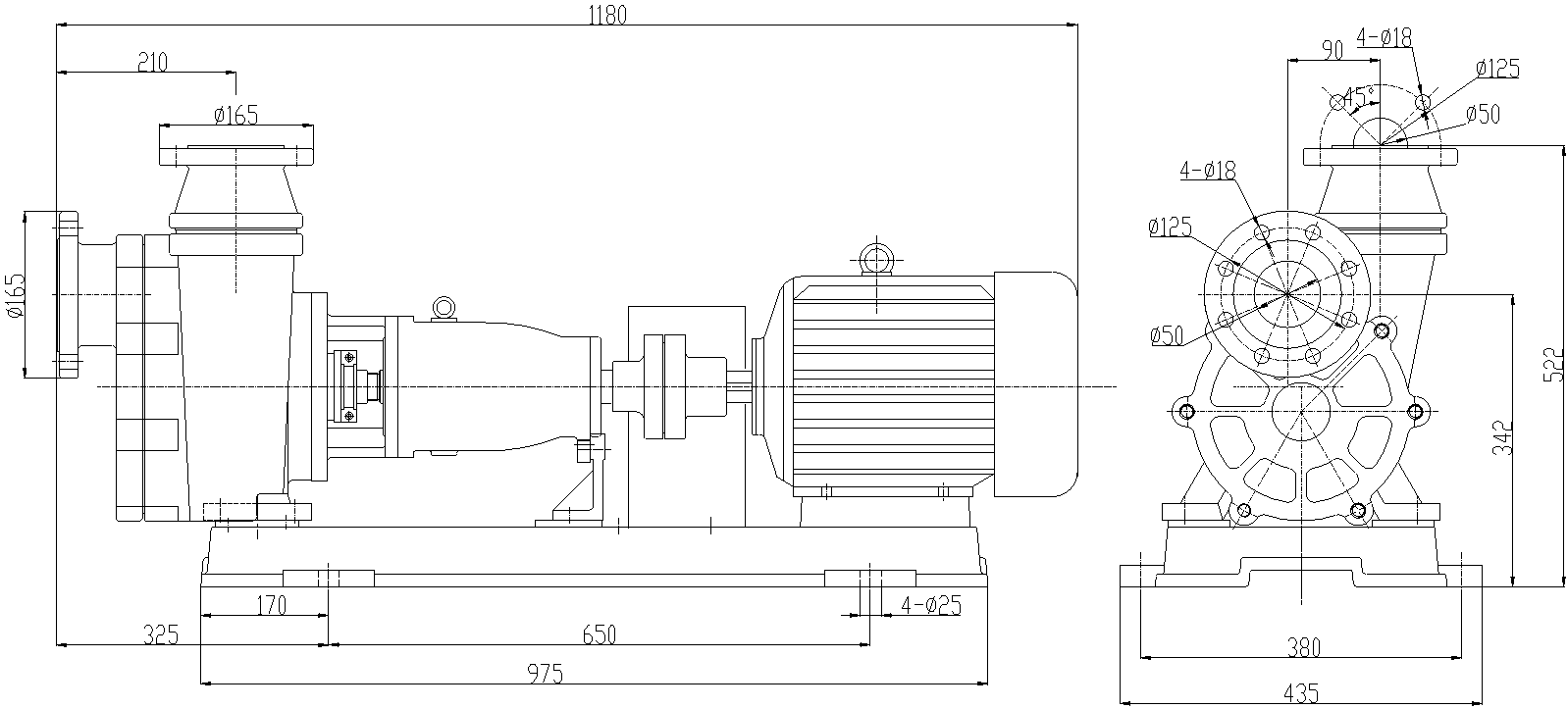 Габаритный чертеж модели Vetlan 50FZB-30L_075