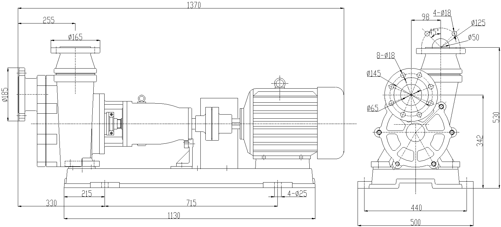 Габаритный чертеж модели Vetlan 65FZB-30L_110