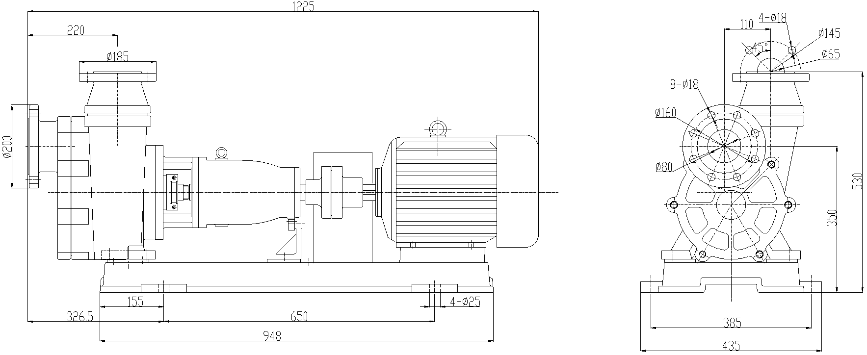 Габаритный чертеж модели Vetlan 80FZB-20L_075