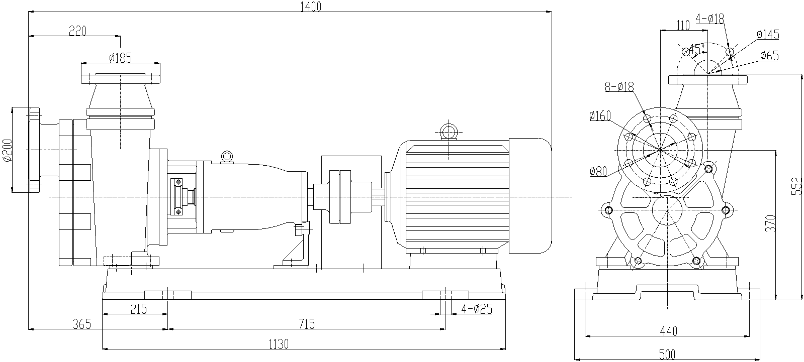 Габаритный чертеж модели Vetlan 80FZB-30L_110