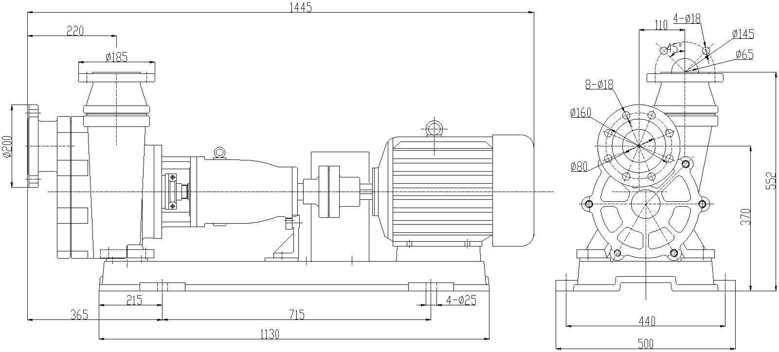 Габаритный чертеж модели Vetlan 80FZB-30L_185